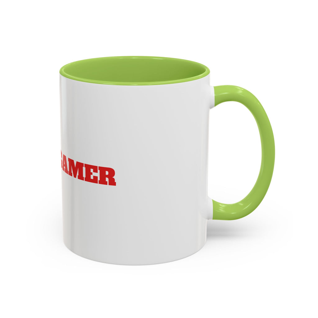 Angry Gamer Accent Coffee Mug — Bold Red Typography Gaming Gift (11/15oz)