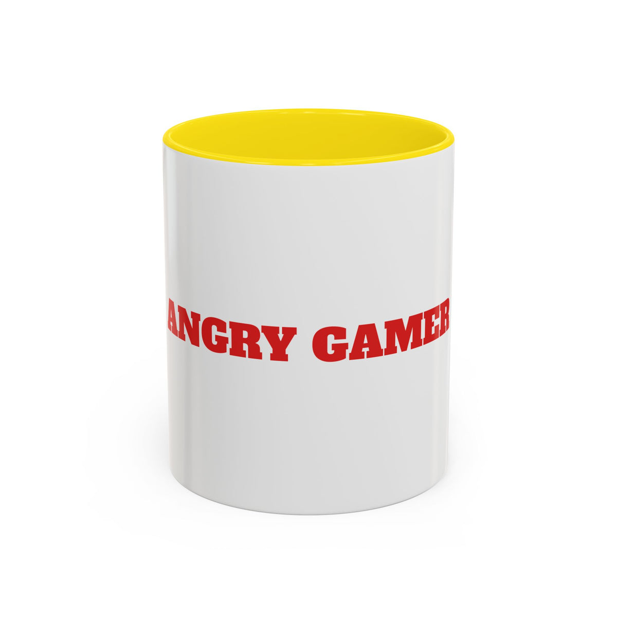 Angry Gamer Accent Coffee Mug — Bold Red Typography Gaming Gift (11/15oz)