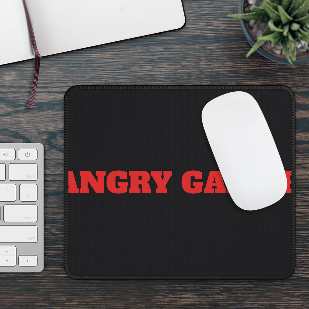 Angry Gamer Mouse Pad — Bold Red Text Gaming Desk Mat
