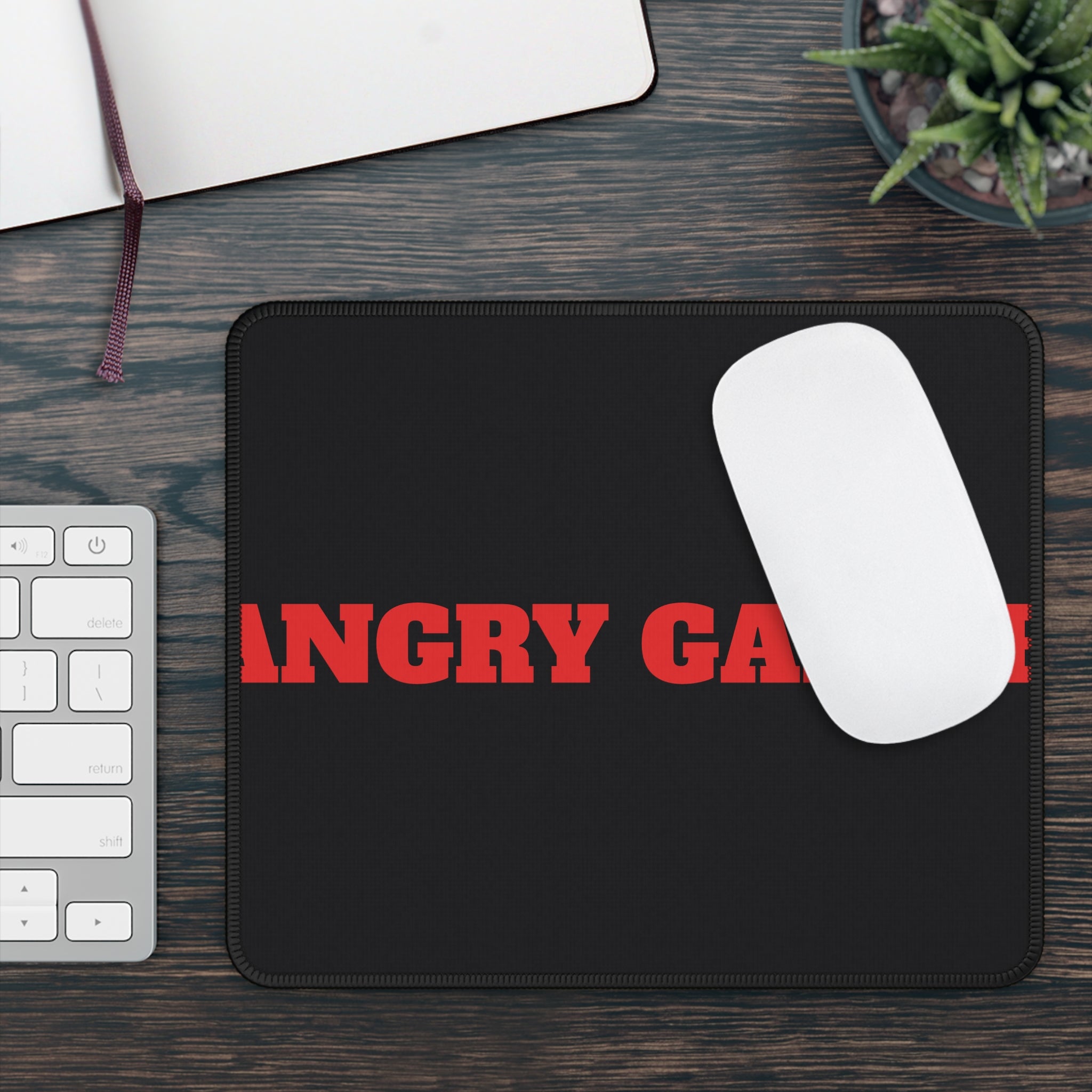 Angry Gamer Mouse Pad — Bold Red Text Gaming Desk Mat