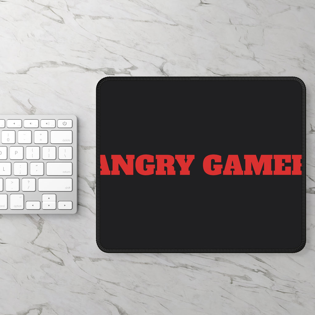 Angry Gamer Mouse Pad — Bold Red Text Gaming Desk Mat
