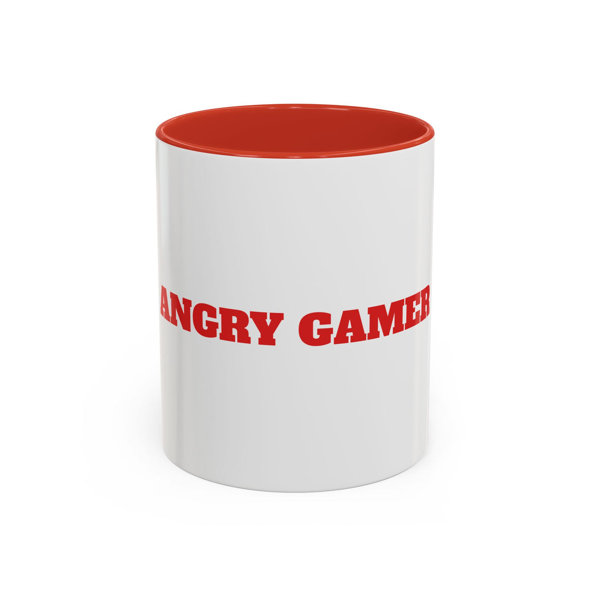 Angry Gamer Accent Coffee Mug — Bold Red Typography Gaming Gift (11/15oz)